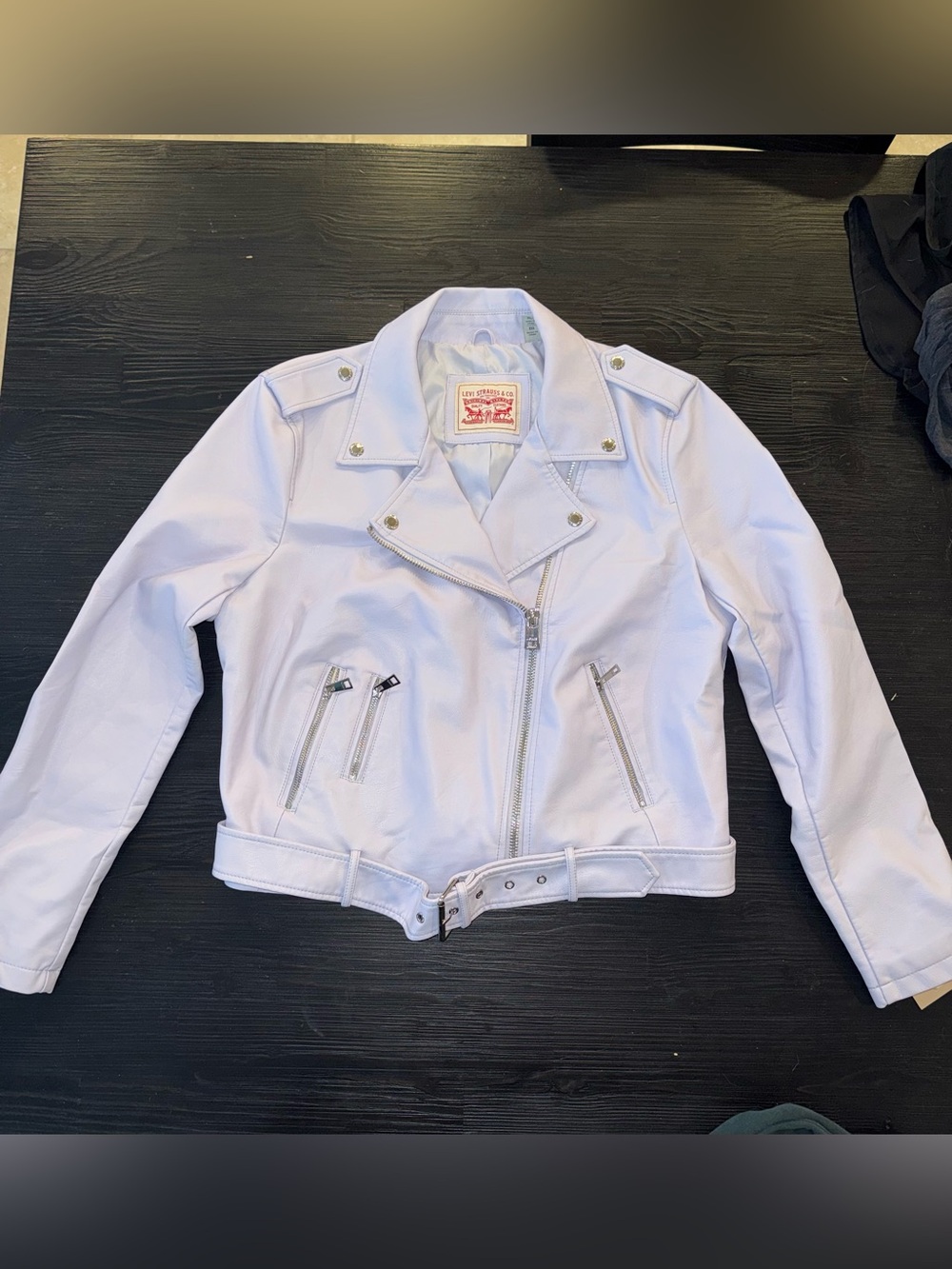NWT Lilac Levi's Women’s Belted Faux Leather Moto Jacket
